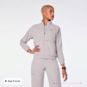 Figs Sydney Scrub Jacket in Slate